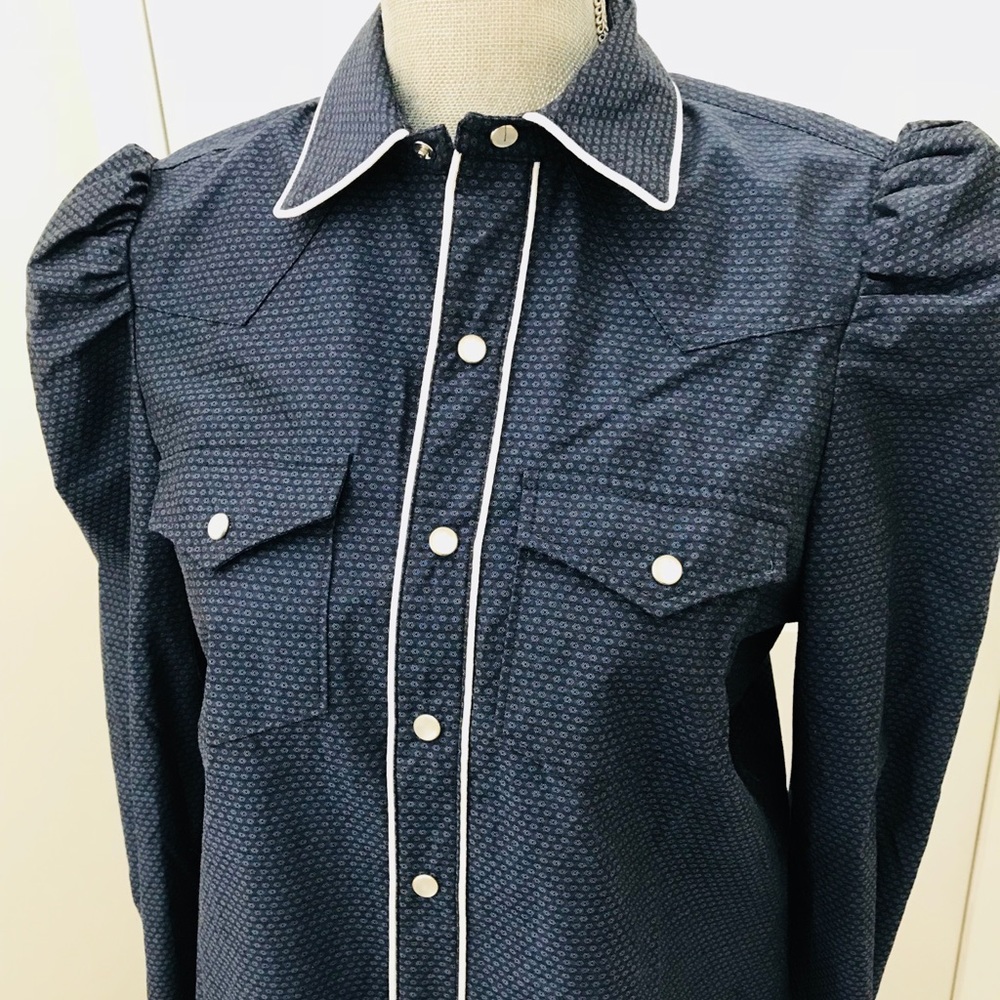 Greyson Navy Jacquard Puff Long Sleeve